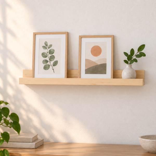 Estante para cuadros de pino Natural mate, vista cercana en ambiente