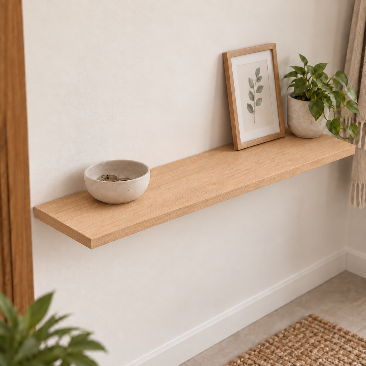 paraiso-recto18-ambiente-canto-horizontal-v4 Estante recto de MDF enchapado en Paraíso de 18 mm, con veta longitudinal en el canto corto