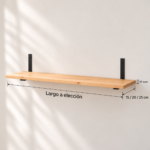 Estante de pino con ménsulas rectas: largo a elección, profundidades de 15, 20 y 25 cm y espesor de 17 mm