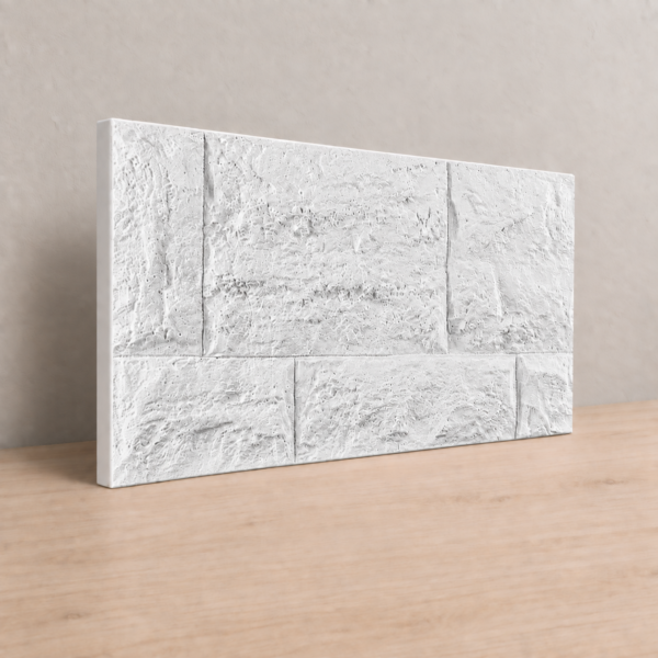 Placa de yeso blanco mate modelo Piedra, 52 × 26 cm