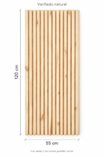 Panel varillado natural con medidas: 120 cm de alto y 55 cm de ancho