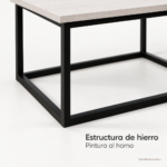 Detalle ilustrativo de la estructura de hierro negro con pintura al horno de la mesa ratona industrial.