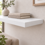 Estante flotante recto de melamina36mm blanco detalle del acabado