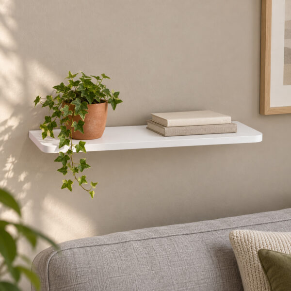 Estante redondeado de melamina de 18 mm Blanco, en living